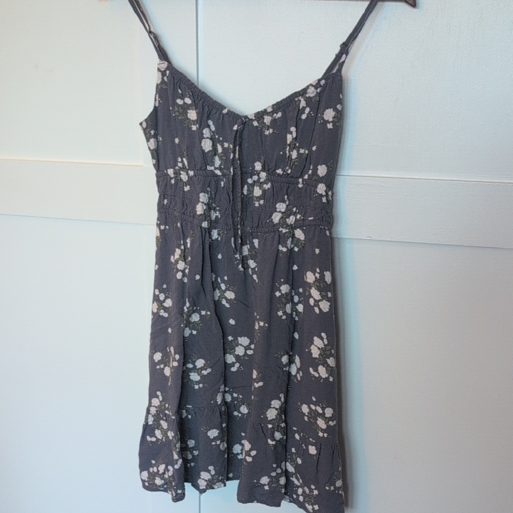 Hollister Charcoal Gray Floral Spaghetti-Strap Top